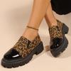 Fashion All Match Retro Leopard Loafers Shoes Women Spring Autumn Faux Suede Platform Mid Heel Pumps Woman Round Toe Casual Shoes Mejur