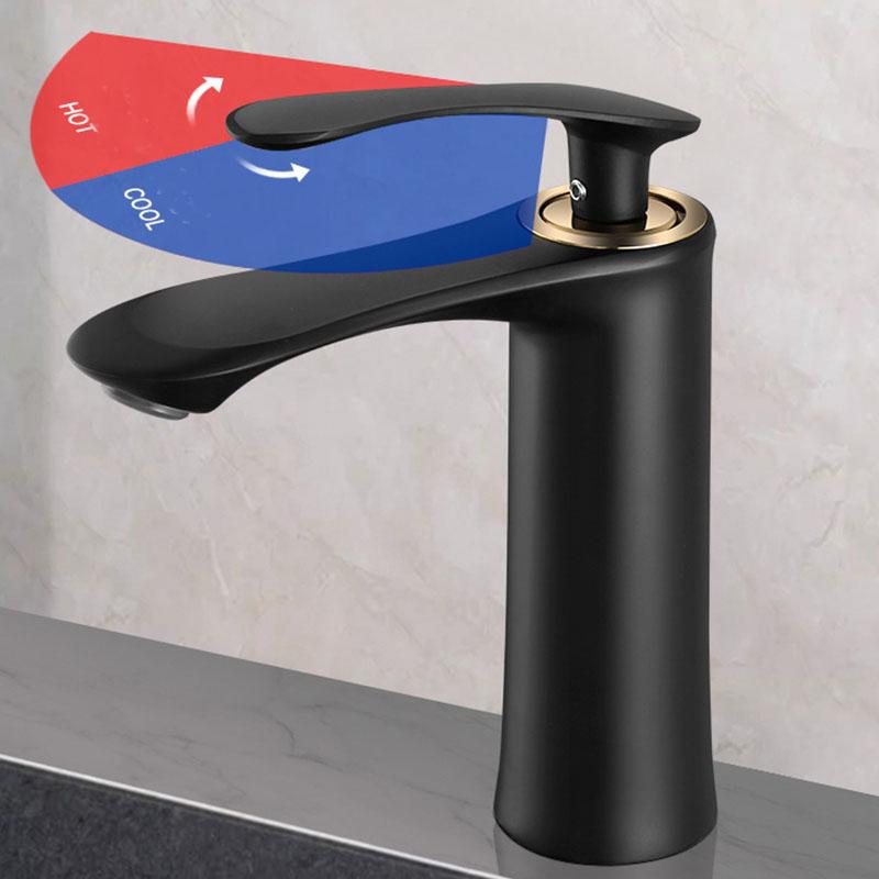 Black Basin Mixer Sink Faucet Brass Bathroom Faucets Gourmet Washbasin Tapware Modern Cold Water Tap