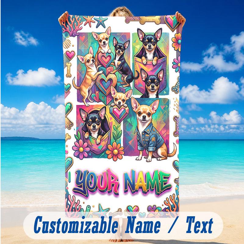 Fantasy Magic Theme Beach Towel Personalized Custom Name & Text Soft Quick Dry Beach Towel for Swimming Travel