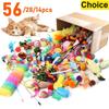 Pacote Misto de Brinquedos para Gato 56 peças/28 peças/14 peças. Uma Combinação de Vários Brinquedos de Plástico e Pelúcia Adequados para Vários Gatos Brincarem