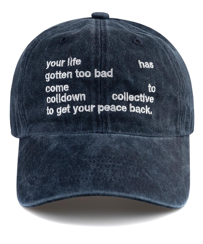 Bichiseuaenkeulim Your Life Stone-Washed Ball Cap-Navy