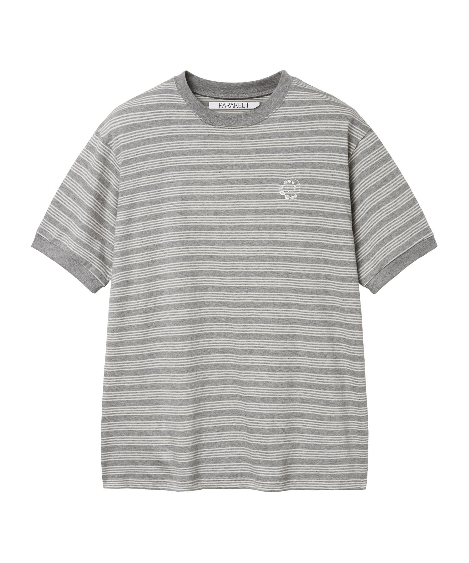 Parakeet Vintage Striped Ringer T-Shirt (Melange Gray) Gray/S