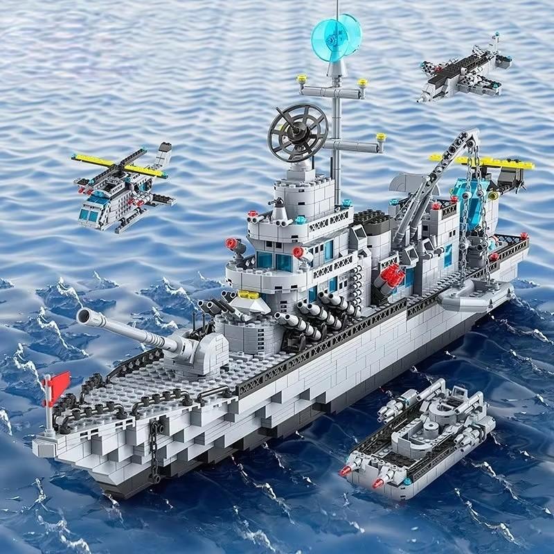 Large size 1560PCS Navy war ship Army ship model warship 6 in 1 multi-shape Building Blocks Construction Set for Boys Bricks Toy
