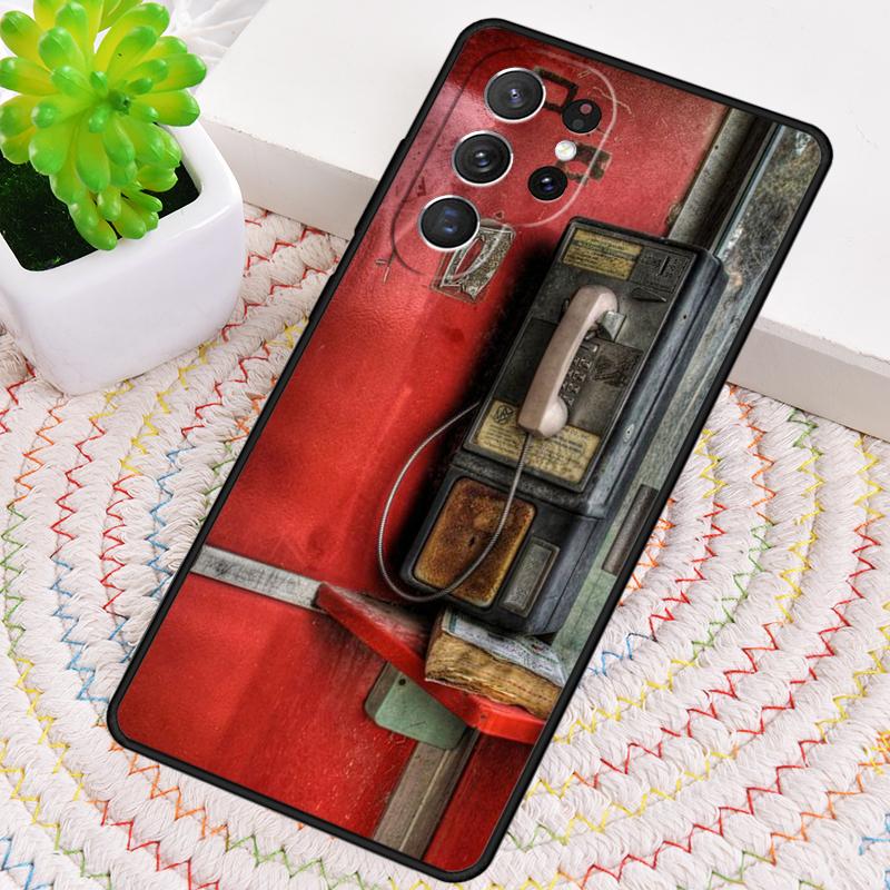Retro Red Payphone Vintage Payphone Phone Case For Samsung Galaxy Note 10 Pro S26 S25 S24 S23 S22 Ultra Plus S21 FE S20 Cover