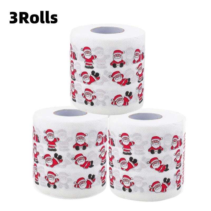 1/3 Stück Weihnachten Toilettenpapier Santa Festliche Tissue Rolle für Feiertagsfeiern Party Zuhause Abendessen Badezimmer Deko Papierhandtücher
