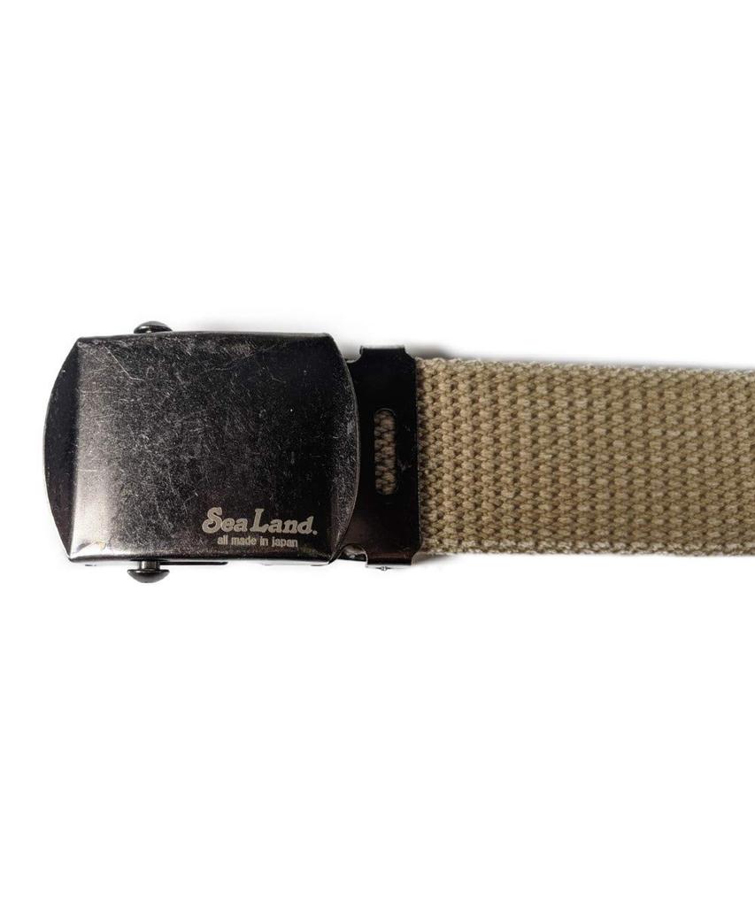 Stonewashed GI Belt Made with Cotton Obi Woven In Size Up To Width Made In Japan [SeaLand] (Gacha Belt) Kurashiki. 130cm 32mm. (Beige)