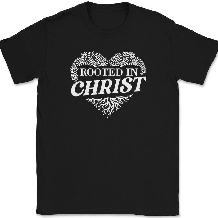 

Rooted In Christ T-Shirt Christian Bible Jesus God Praise Worship Tee 4XL