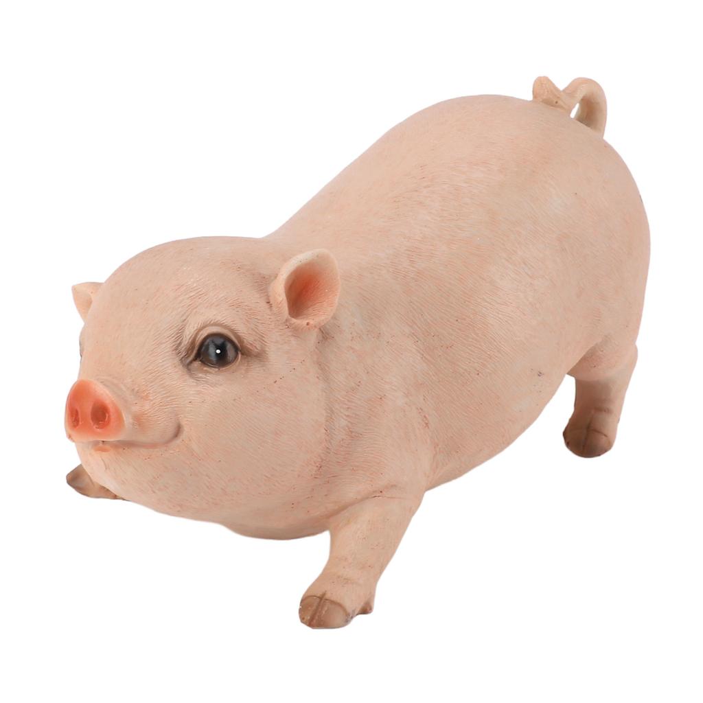 Pig Garden Statue Resin Exquisite Lifelike Cute Pig Sculpture Ornament 26cm for Home Outdoor Indoor Decoration