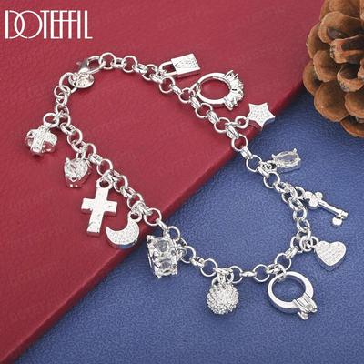 925 Sterling Silver Fashion Pendant Bracelet Wedding Jewelry