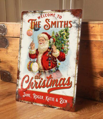 

Personalised Christmas Metal Sign Plaque Vintage Retro Shabby Chic 8x12 inchAluminum 30x40cm(11.8x15.7inch)