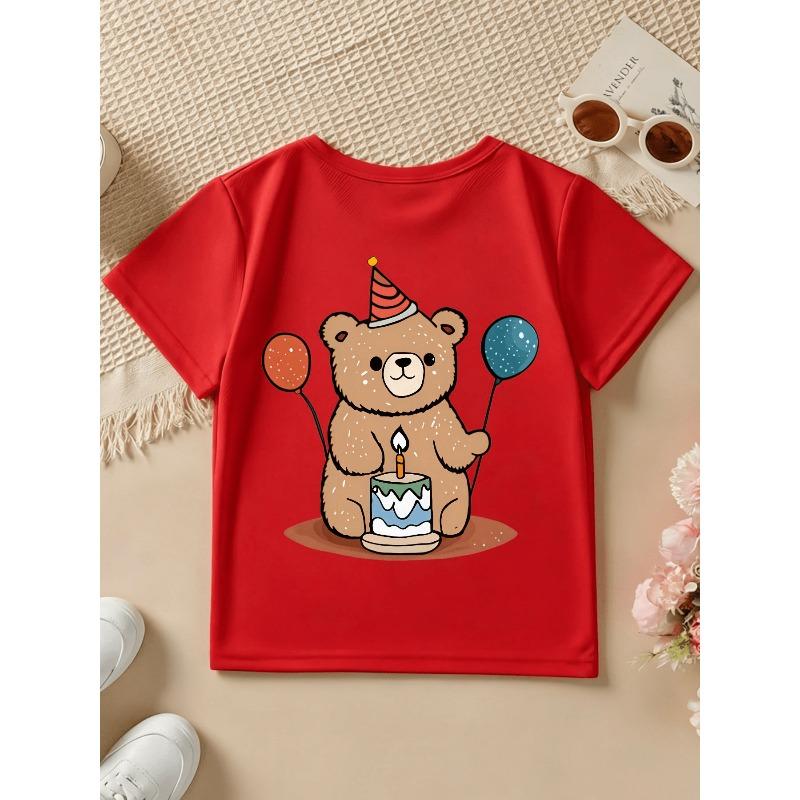 Boys Crewneck Short Sleeve T-Shirt, Cartoon Print Casual Top for Spring Summer Autumn