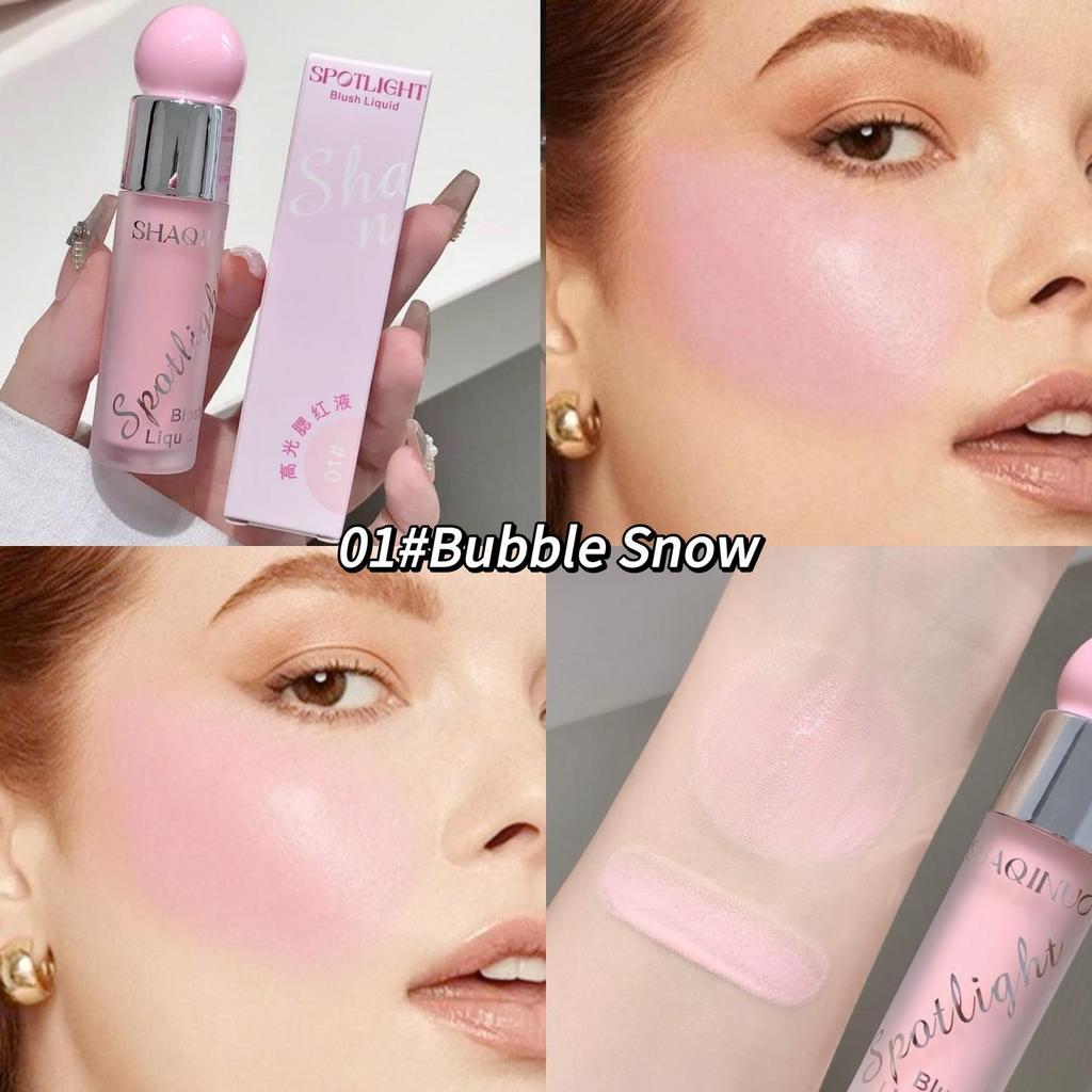 SHAQINUO Radiant Liquid Blush & Highlighter Duo 12h Dewy Glow Lightweight Water-Gel Buildable Mirror