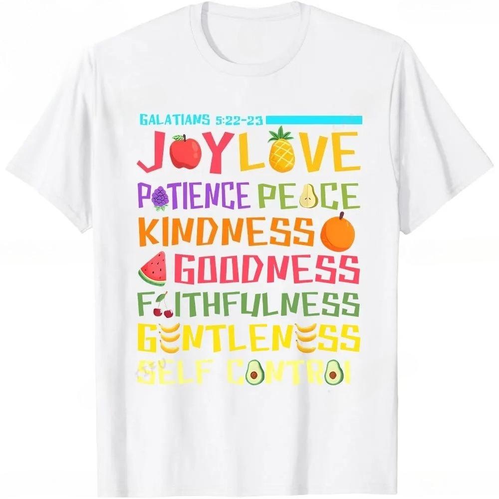 Fruit of The Holy Spirit Christian Tshirt Faith Main Scripture Summer ShortSleeve Top Printed Tshirt Graphic T Shirts Y2K