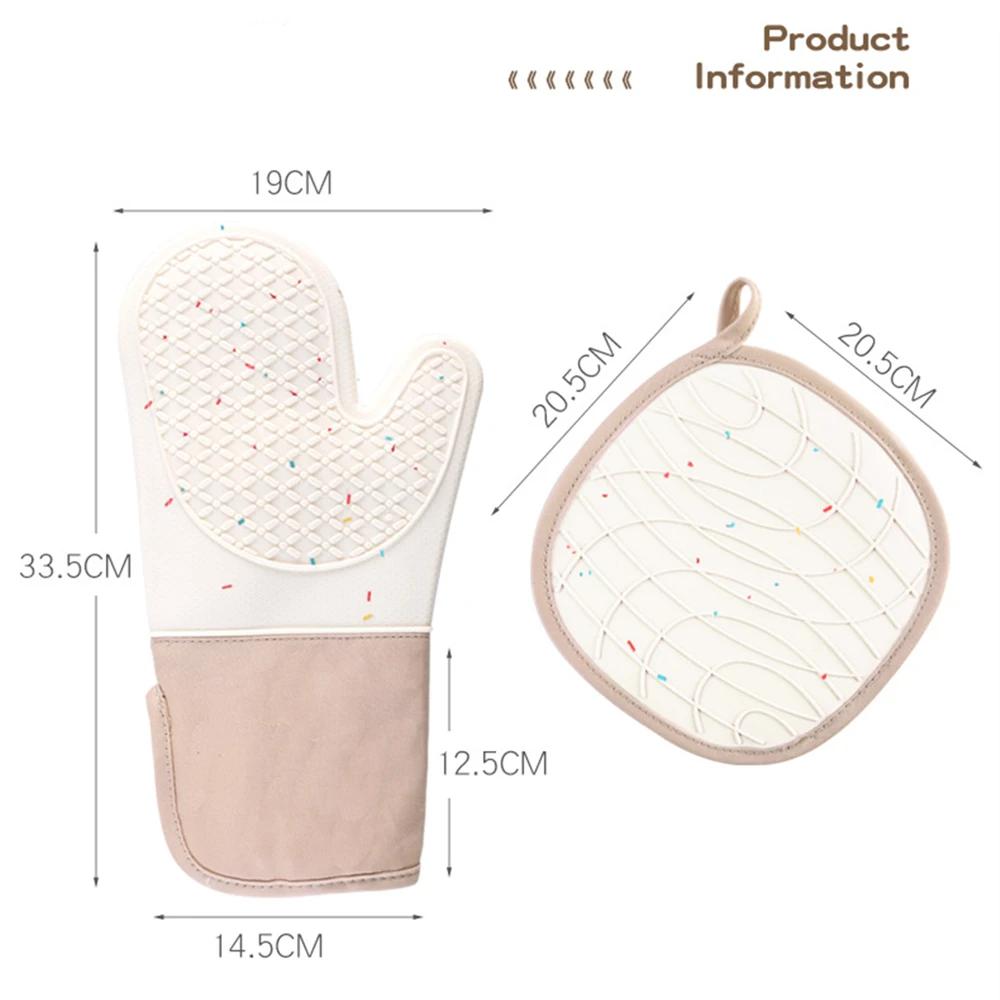 Microwave Oven Mitts Heat Resistant Non-Slip Kitchen Gloves Oven Gloves for BBQ Cooking Baking Silicone Kitchen Accessories Set
