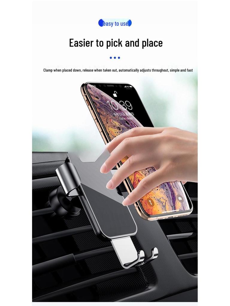 Gravity Car Phone Holder with Metal Spiral Hook - Anti-Shake Air Vent Mount for Navigation