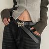 Womens Unique Black Belt With Butterfly Design And Silver Accents For Trendy Looks
