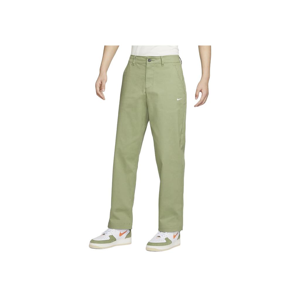 Nike Solid Color Logo Embroidered Loose Straight-Leg Casual Pants Men Bottoms Oil-Green FD0406-386