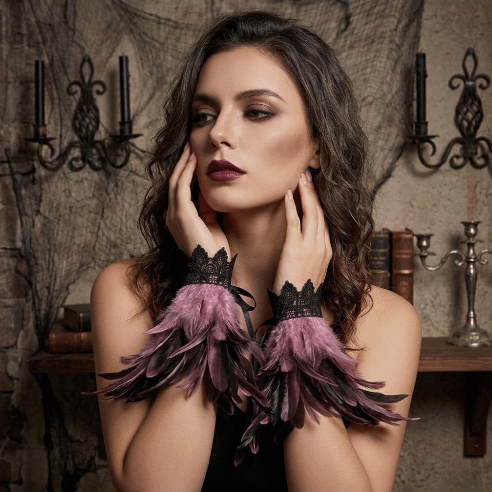 Adjustable Fluffy Feather Wrist Cuffs Black Plume Bracelet New Wristband Themed Party