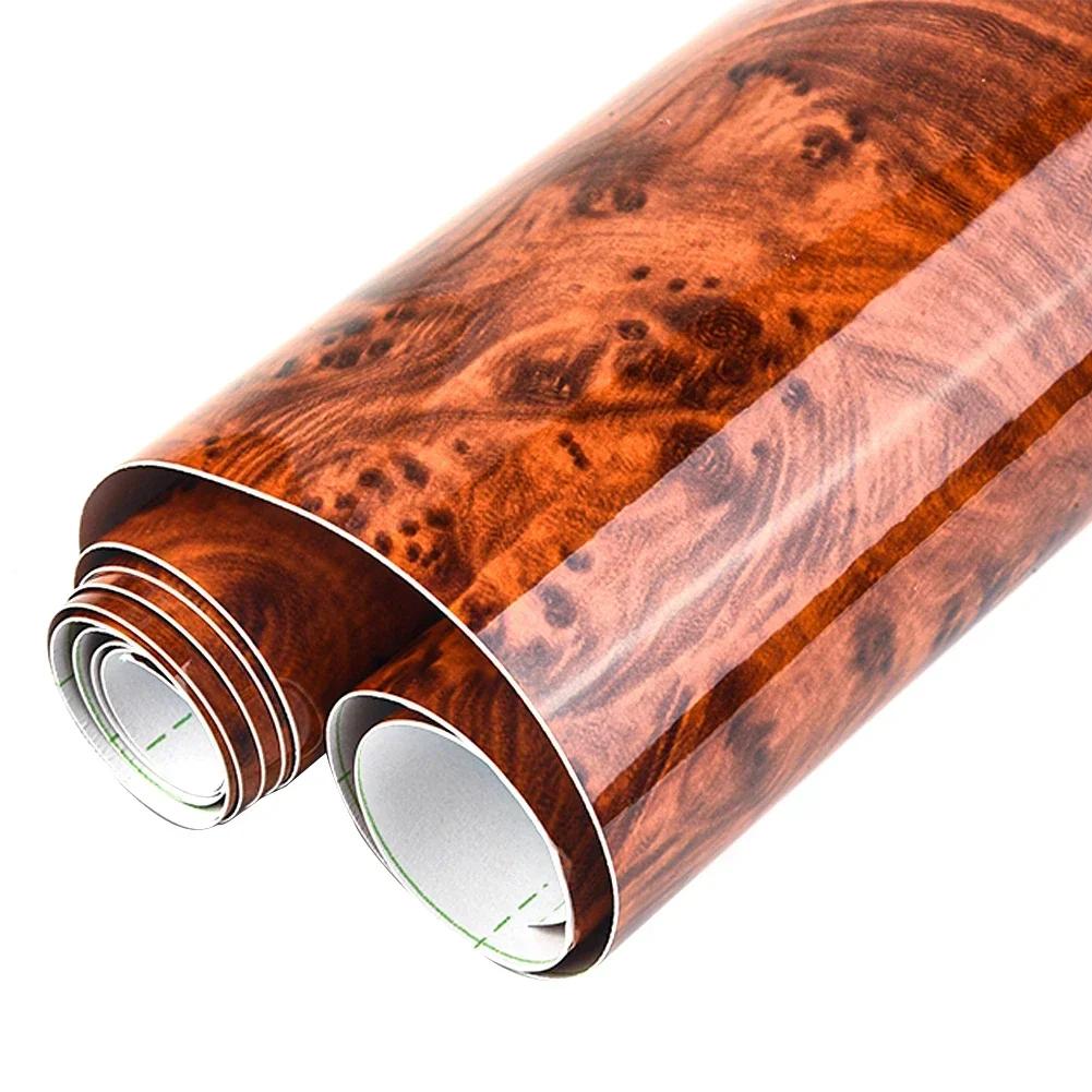 High Glossy Sticker Car Internal Adhesive DIY Film Wood Grain Vinyl Decal Car Interior Wood Grain Stickers Interior Decorative