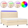 Maison Exclusive - Slatted Bed Base Mattress and LED Cream 200x200 Cm Fabric