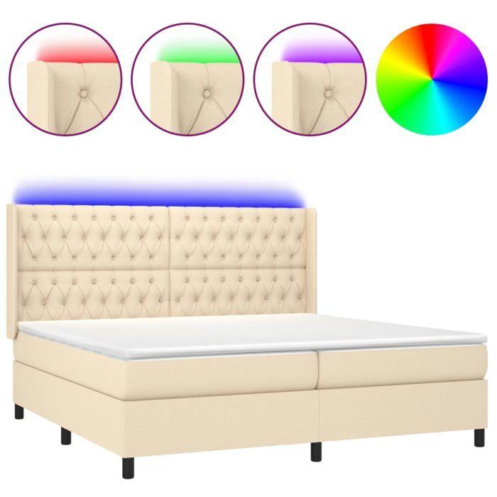 Maison Exclusive - Slatted Bed Base Mattress and LED Cream 200x200 Cm Fabric