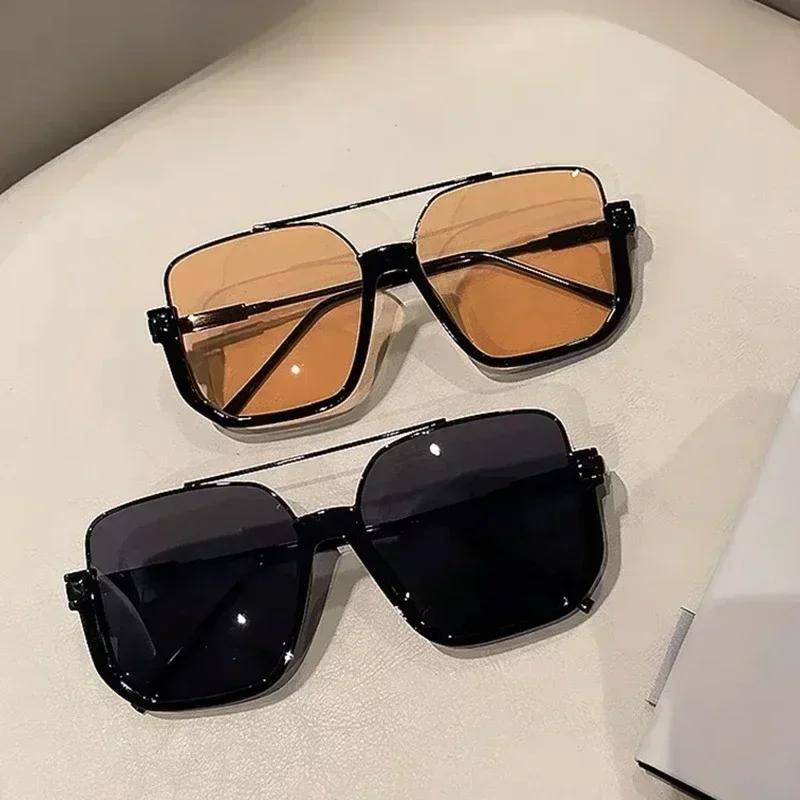 Vintage Oversized Sunglasses Fashion Men Women Square Shades Eyewear Trendy Ins Popular Brand Design UV400 Sun Glasses