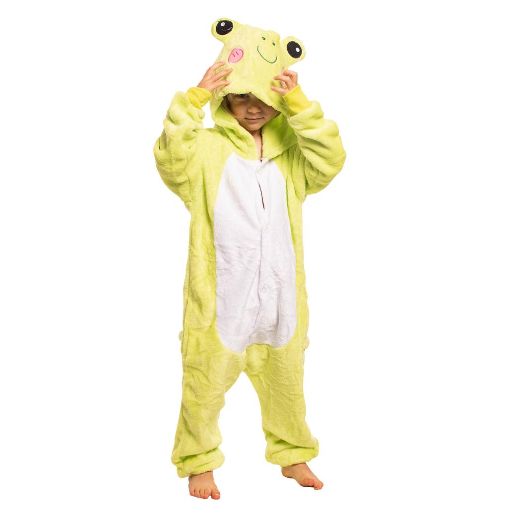 Pyjamas för barn barnkigurumi onesie kostym groda grön 125-135 cm