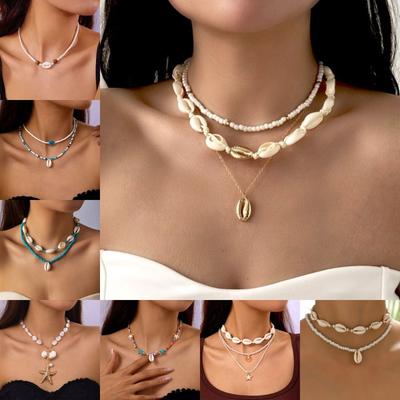 New Bohemian Style Shell Necklace Double Layer Starfish Clavicle Chain Sweater Chain Women