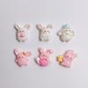 Assorted Resin Rabbit Theme Flatback Cabochons 100Pcs/Bag 15*18MM Mini Rabbit Embellishments for Scrapbooking Holiday Card Decor