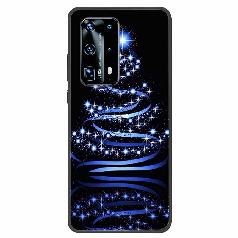 Christmas Phone Cases For Huawei P40 P20 Pro P40 P20 Lite P40 P20Case Black Silicone TPU Soft Cover Santa Claus TPU Bumper Funda