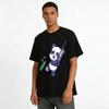 Cute Panda Fishing Print Casual T-Shirt Unisex Loose Breathable Top Pure Cotton T-shirt