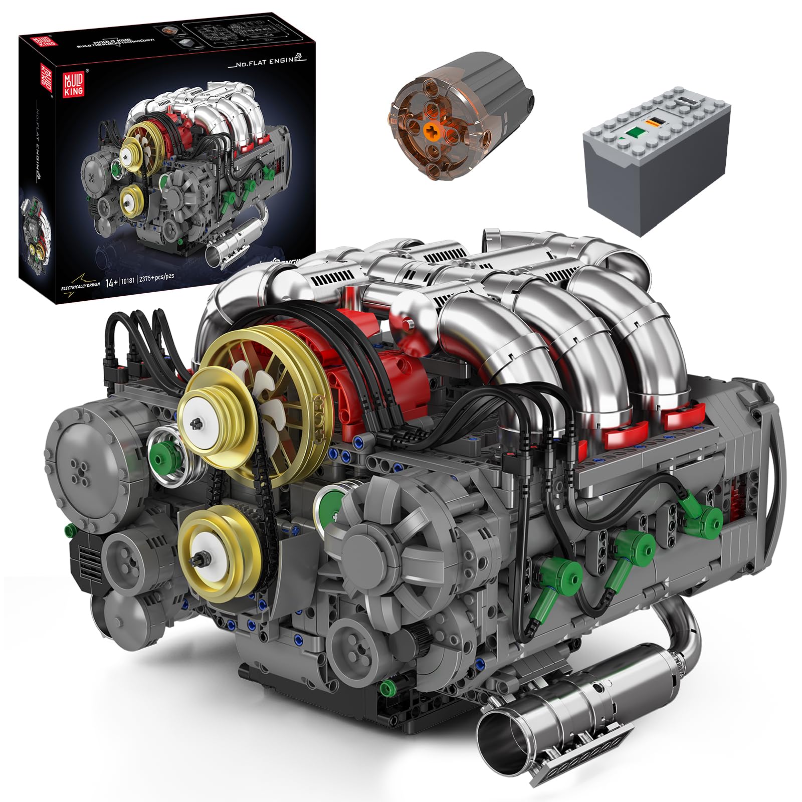 

Mould King 10181 Technik Flat Engine Block Auto Horizontally Opposed Engine Clamp Block MOC Engine Block Toy Toy, 2375+PCS Set,