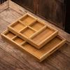 Japanese Style Rectangular Bamboo Multi-Compartment Snack Tray