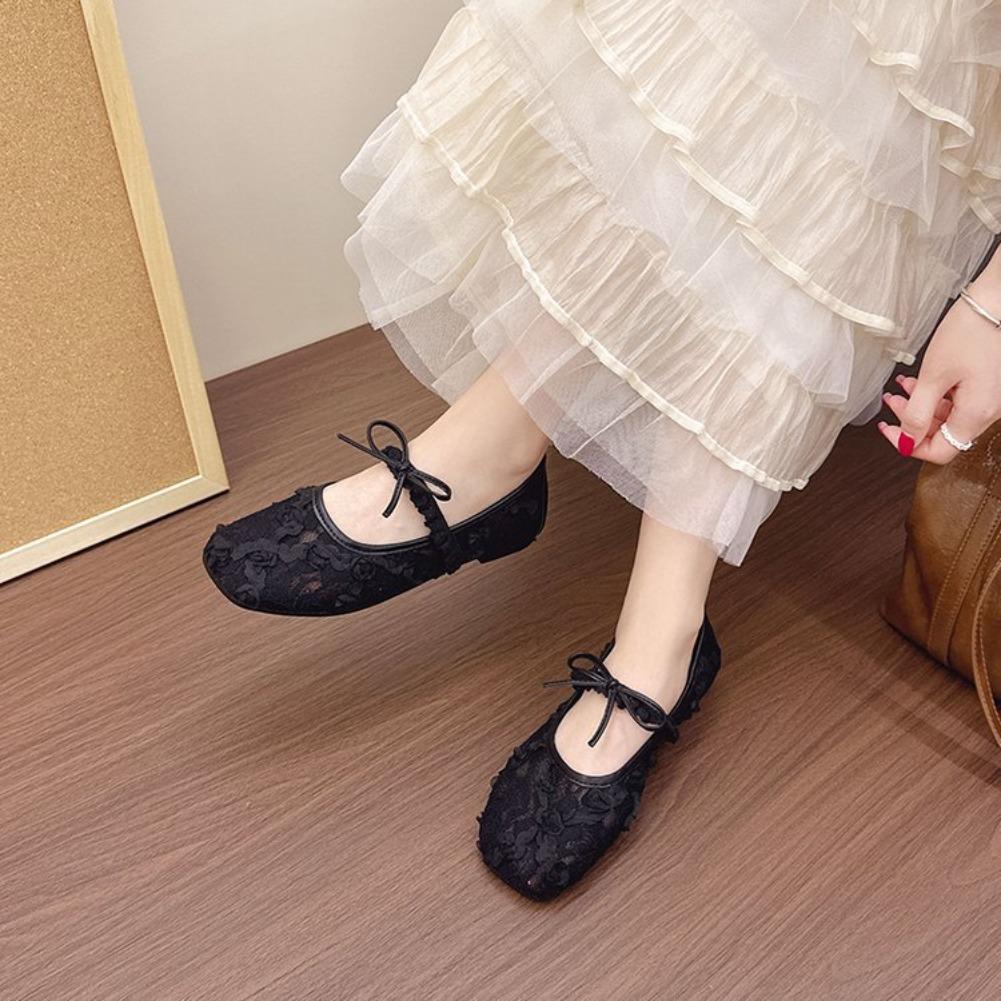 Fashion Breathable Lace Fairy Flat Shoes Women's Summer New Model Me Slip-On Mary Janes Faionable Soft Casual Luxury Footwear