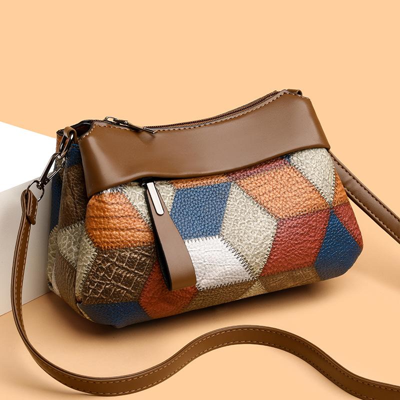 Kontrast PU-Leder Schultertasche für Damen Damen Umhängetaschen Liebhabergeschenk Modetrend