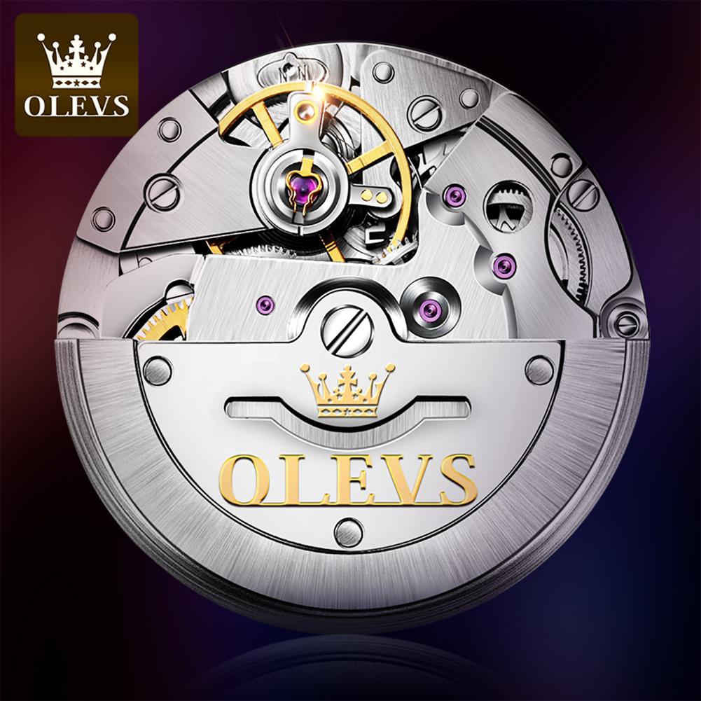 OLEVS Сыйлық қорапшасы бар 6650 Люкс Green Water Ghost автоматты механикалық сағат Суға төзімді ерлер сағаты Ерлер сағаты