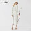 ED Monogram White Long Wrap Tie Dress