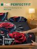 1 Simple modern Plant Flower Red Rose digital printed frosted Fitted Sheet,bedroom printed bed cover,bedding(No pillowcase)