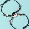 2X Matching Yin Yang Tai for Chi Bracelet Set Hand Woven Adjustable Bracelets for Creative Jewelry Gift for Relatives Lo