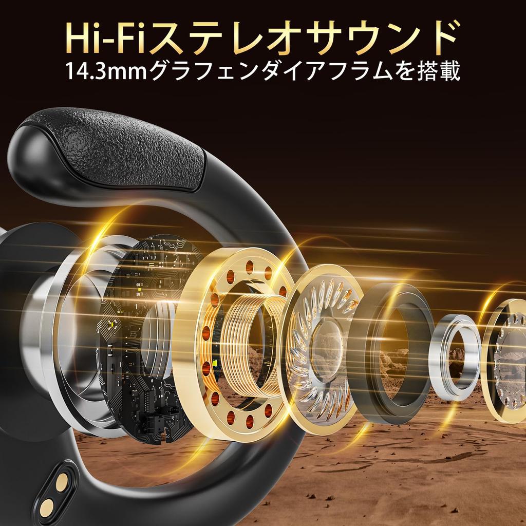 Bluetooth Wireless Earphones Latest Sports Wireless Bluetooth ENC Noise Cancellation Up to 80 Hours Playback IPX7 Waterproof Ear Hook Design Automatic