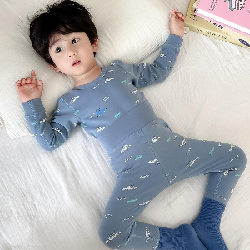 25 Style Baby High-Waisted Cotton Underwear Set for Boys & Girls - Belly Protection, Seamless, Warm Autumn/Winter Homewear