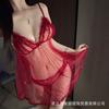 Night Cat Sexy Polka Dot Erotic Underwear Perspective Dream Mesh Seduction Suspender Nightdress Deep V Open Panty Set