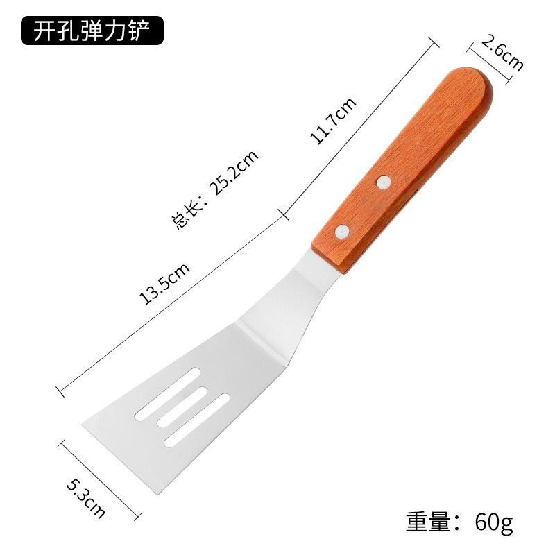 

Stainless Steel Scrapers Non-stick Kitchen Grill Scraper Durable Wooden Handle BBQ Spatula Hamburger Patties Pizza Baking Tools