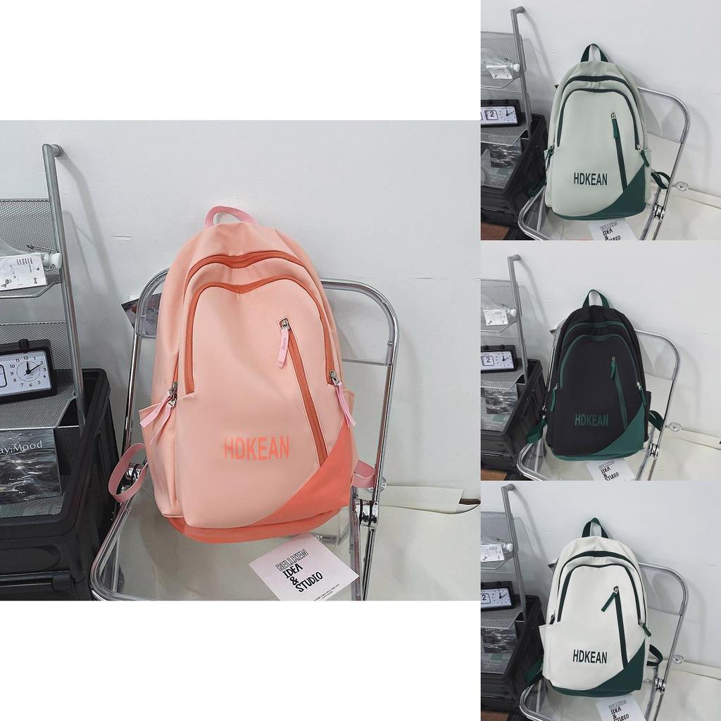 Color Blocked Letter Printed Large Capacity College Backpack