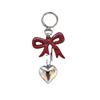 Acrylic Red Bow Keychain Circle Clip Purse Accessory Cute Bag Charm  New Year