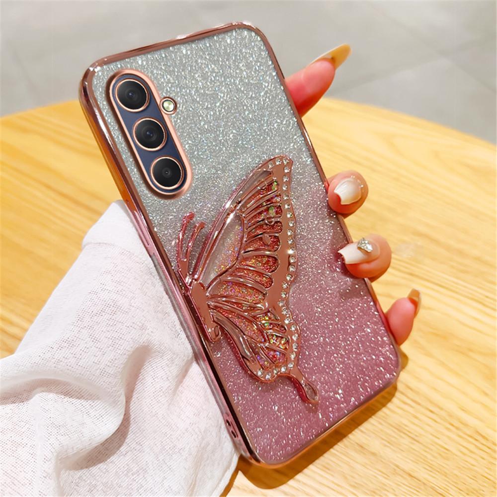 Gradient Butterfly Quicksand Phone Case For Samsung Galaxy M55 M54 M34 M14 M53 M52 M51 M23 M33 M21 M31 F15 Soft Silicone Cover