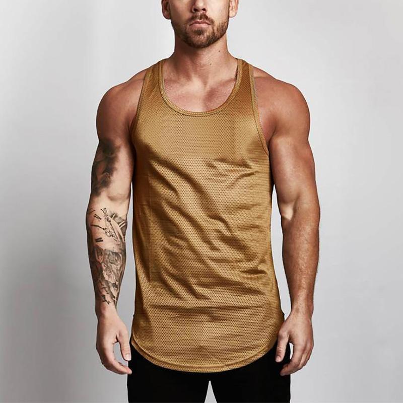 Muscleguys Casual Daily Vest Summer Wide Shoulders Men's Fitness Breathable Sleeveless T-Shirt