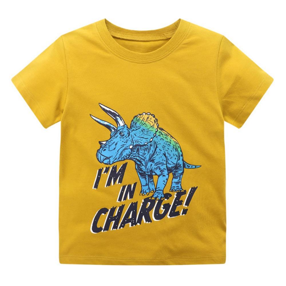 Summer T-shirt Cotton Short-sleeved Cartoon Car Excavator T-shirt Children's T-shirt Girls Tops Boys Children's Clothing