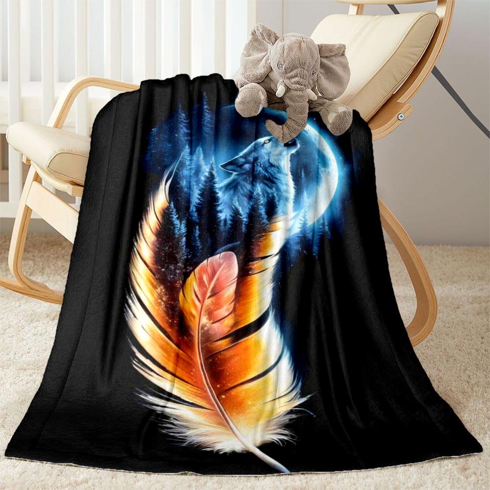 Wolf Moon Reflection Blanket,Suitable for sofas, offices, travel, living rooms, Gifts to relatives and friends, Blanket,Suitable for all seasons.
