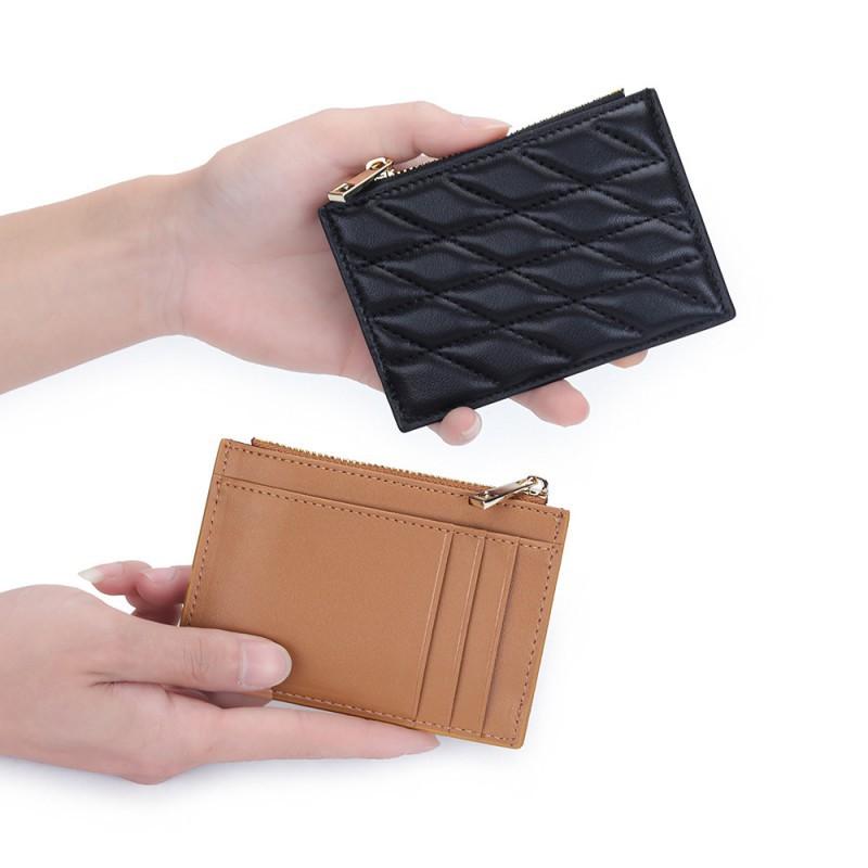 Leather Women's Mini Change Purse Multi-card ID Card Storage Bag Sheepskin Embroidery Driver's License Holder